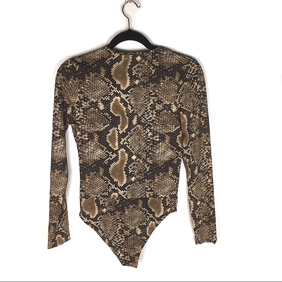 Zara Snake Print Bodysuit Wrap Style Brown - Picture 3 of 5